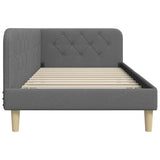 Corner Bed Frame with Headboard Dark Grey 90 x 190 cm Fabric 42016562