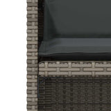 3 Piece Bistro Set with Cushions Grey Poly Rattan 365064