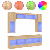 6 Piece TV Wall Cabinet Set with LED Lights Sonoma Oak 3216799