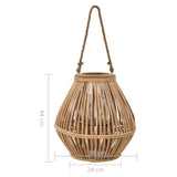 Hanging Candle Lantern Holder Wicker Natural 246819