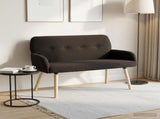 2 Seater Sofa with Solid Wood Legs Black Boucl 42051068