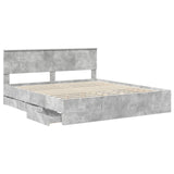 Bed Frame with Drawer Concrete Grey 200 x 200 cm Engineer Wood 3407952