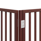 Dog Gate with Door Foldable 8 Panels Brown 640 cm Poplar Wood 3155582