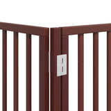 Dog Gate with Door Foldable 8 Panels Brown 640 cm Poplar Wood 3155582