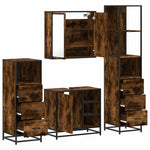 ZNTS 4 Piece Bathroom Furniture Set Smoked Oak Engineered Wood 3301267