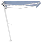 Manual Retractable Awning with LED 300x250 cm Blue and White 3069501