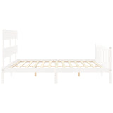 Bed Frame without Mattress White 200x200 cm Solid Wood Pine 3193292