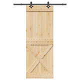 Sliding Door with Hardware Set 85x210 cm Solid Wood Pine 3332774