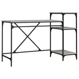Desk with Shelves Grey Sonoma 135x50x90 cm Engineered Wood&Iron 826712