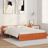Bed Frame Wax Brown 195.5 x 145.5 x 51 cm Solid Pine Wood 870136