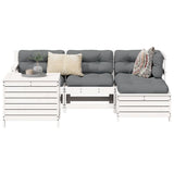 5 Piece Garden Sofa Set White Solid Wood Pine 3250493
