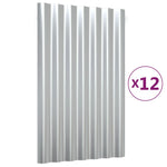 ZNTS Roof Panels 12 pcs Powder-coated Steel Silver 60x36 cm 319127