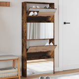 Shoe Cabinet with Mirror 4-Layer Smoked Oak 63x17x134 cm 3228277