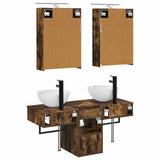 Bathroom Cabinet Set 5 pcs Smoked Oak Engineered Wood 3406283