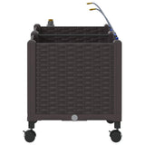 Garden Planter with Irrigation&Wheels 2 pcs Brown PP 3422994