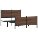 Metal Bed Frame without Mattress Brown Oak 137x190 cm 4007782