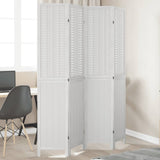 Room Divider 4 Panels White Solid Wood Paulownia 358723