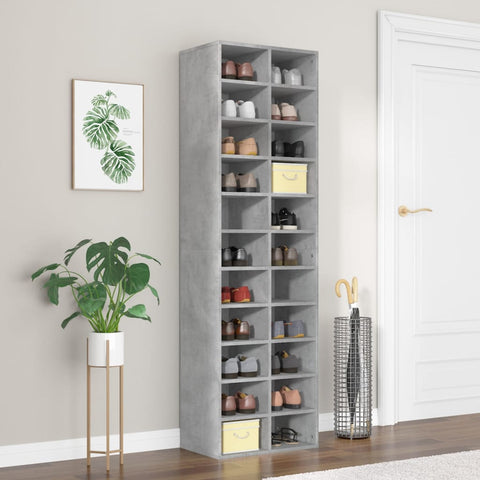 Shoe Cabinet Concrete Grey 54x34x183 cm Engineered Wood 800373