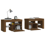 ZNTS Bedside Cabinets 2 pcs with LED Lights Brown Oak 70x36.5x40 cm 3152777