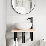 Basin Shelf Wall Mounted Steel and Solid Wood Beech 3302419