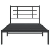 Bed Frame Black Powder-Coated Steel Single Modern Bed Frame 355556