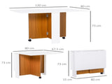 Folding Dining Table Writing Desk Workstation w/ Casters Teak Colour, White T3398P329605