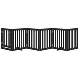 Dog Gate with Door Foldable 6 Panels Black 300 cm Poplar Wood 352253