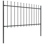 Garden Fence with Spear Top Steel 181x100 cm Black 144925