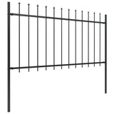 Garden Fence with Spear Top Steel 181x100 cm Black 144925