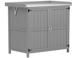 Wooden Garden Shed, Garden Tool Storage Shed Hinged Roof and Shelf, Outdoor Storage Cabinet T3398P325225
