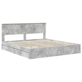 Storage Bed Concrete Grey 200 x 200 cm Engineered Wood 3408427
