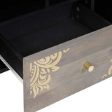 TV Cabinet with Drawer Grey 100 x 33 x 46 cm Solid Mango Wood 4018788
