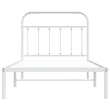 Bed Frame White Powder-Coated Steel Single Bed Frame 352621