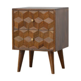 Chestnut Cube Carved Bedside IN781