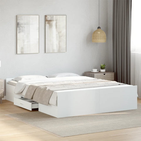 Bed Frame with Drawers without Mattress White 150x200 cm King Size 3280286
