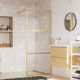 Walk-in Shower Wall Gold 80 x 195 cm Glass and Aluminium 154935