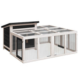 Rabbit Hutch Grey 144x123x67.5 cm Solid Wood Pine 172282