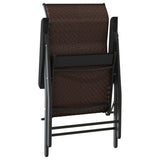 Folding Garden Chairs 2 pcs Brown Poly Rattan 4007138