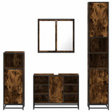 4 Piece Bathroom Furniture Set Smoked Oak Engineered Wood 3301212
