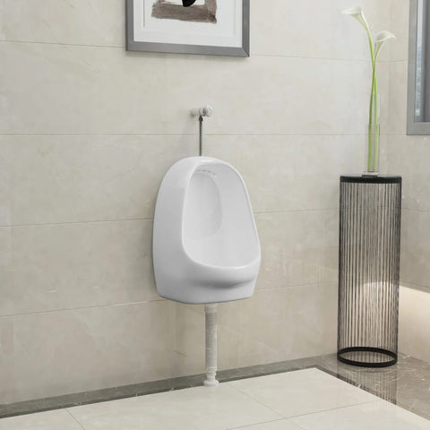 Wall Hung Urinal with Flush Valve Ceramic White 143986