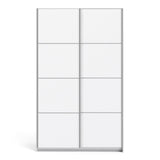 Verona Sliding Wardrobe 120cm in White with White Doors with 2 Shelves 7037528101