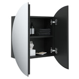 Bathroom Cabinet with Round Mirror&LED Black 40x40x17.5 cm 345580
