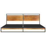 Bed Frame Black Powder-coated metal, melamine coated MDF 324868