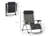 2pc Reclining Zero Gravity Sun Loungers ,Folding Chaise Lounge Chair with Cushions, Dark Grey T3398P318688