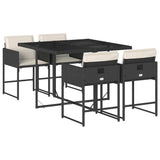 Garden Dining Set Black PE rattan 4-seater Foldable 3211254