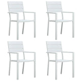 Garden Chair Set of 4 White HDPE and steel Standard Durable 47884