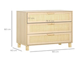 Rattan Bedroom Chest of Drawers, 3 Drawers Storage Unit, Boho Dresser for Living Room, Hallway, T3398P329429