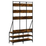 Clothes Rack with Shoe Storage Smoked Oak 100x40x184 cm 837859