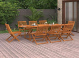 Dining Set Brown Solid Acacia Wood Large Foldable Dining Set 3086976