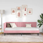Corner Bed Frame with Headboard Pink 80 x 200 cm Velvet 42016411